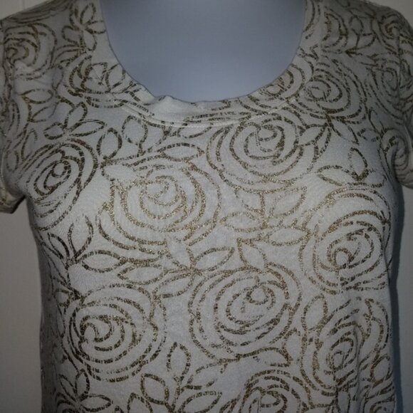 3 pieces Natural fiber gold and cream GAP tee shirt plus 2 solid ring bangles - Picture 2 of 8